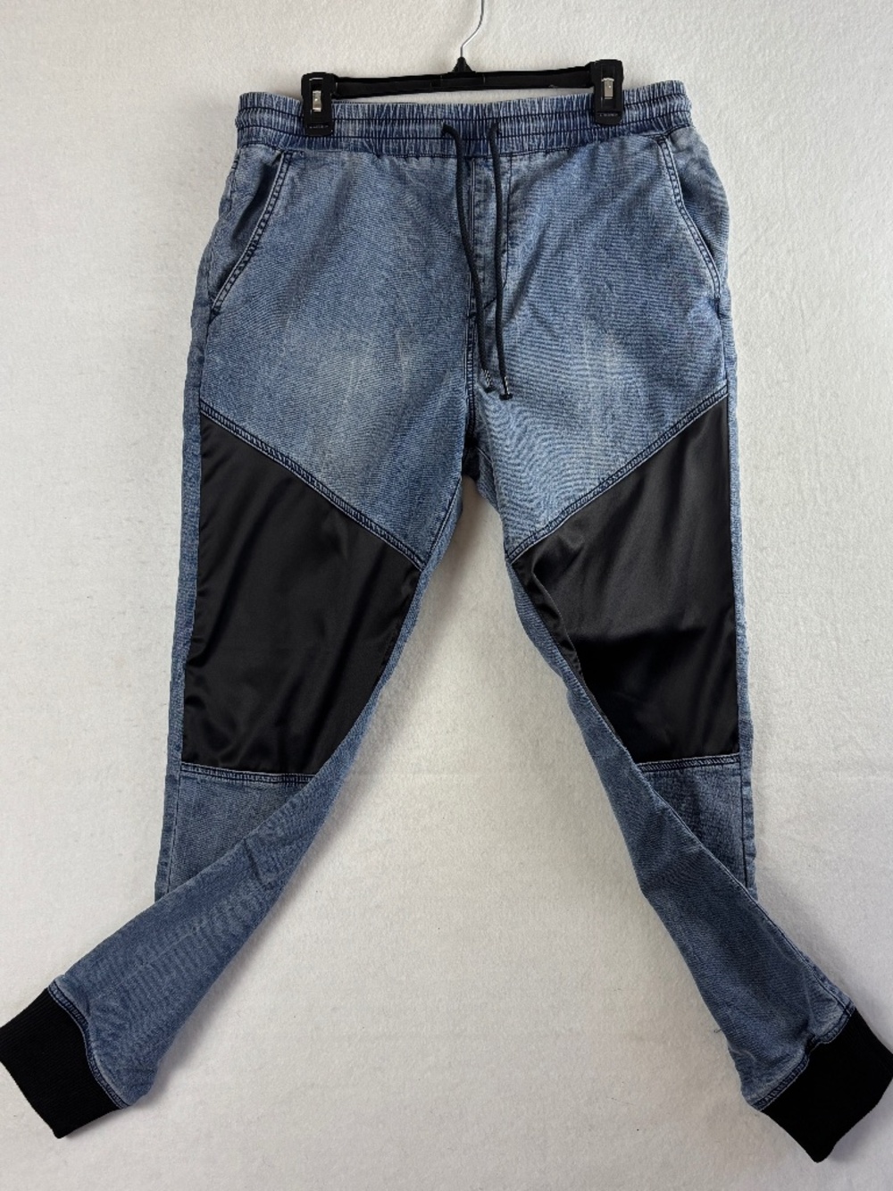 True Religion Denim Pull On Drawstring Jogger Pants Contrasting Panels Size M